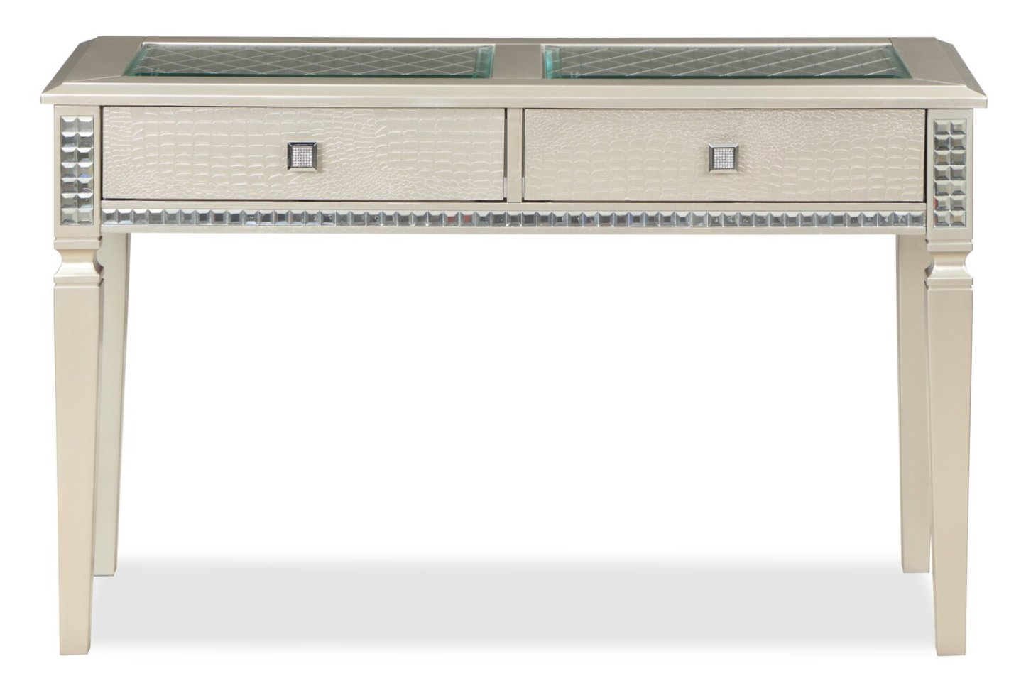 Tyra 48 Glam Sofa Table with Storage - Champagne  |Table de salon somptueuse Tyra de 48 po avec rangement - champagne