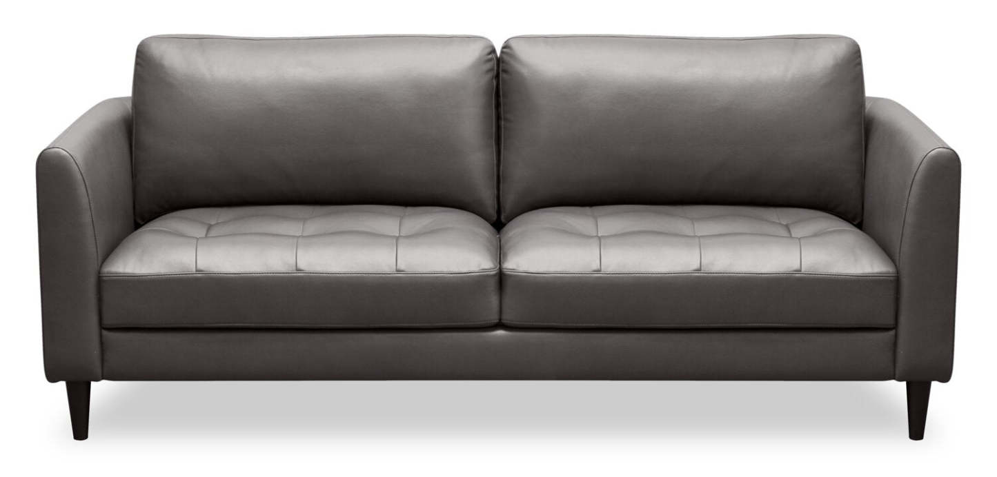 Canapé Erin 80.3 en tissu d'apparence cuir avec coussins de siège capitonnés - Gris | Canapé Erin de 80,3 po en tissu d'apparence cuir avec coussins de siège capitonnés - gris