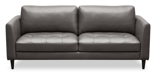 Canapé Erin 80.3 en tissu d'apparence cuir avec coussins de siège capitonnés - Gris | Canapé Erin de 80,3 po en tissu d'apparence cuir avec coussins de siège capitonnés - gris