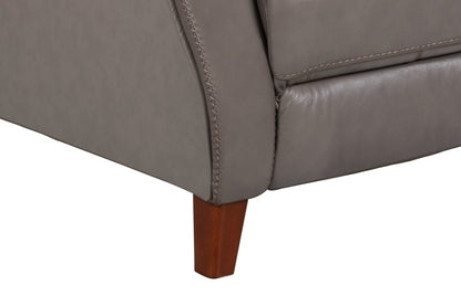 Fauteuil à inclinaison par poussée Natalie de 32,5 po en cuir véritable de qualité supérieure avec pattes en bois - gris