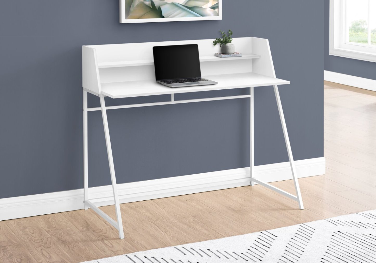 Bureau Lawson 47.25 avec petite niche - Blanc|Bureau Lawson de 47,25 po avec petite crédence - blanc