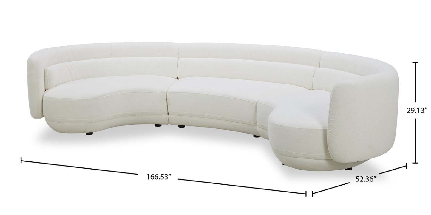 Davvero 3-Piece Sectional - Ivory | Canapé sectionnel Davvero 3 pièces - ivoire