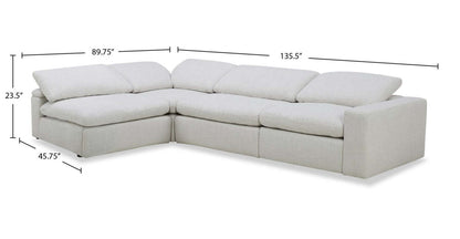 Sofa sectionnel modulaire Sky 4 pièces en tissu avec fauteuil à inclinaison électrique et coussins en plumes et duvet - blé Nathan