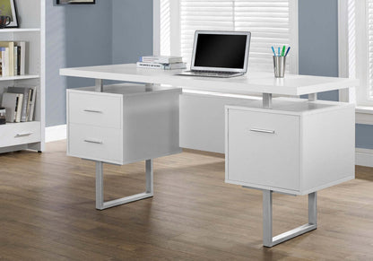 Bureau réversible Teagan 60 avec 3 tiroirs - Blanc|Bureau réversible Teagan de 60 po à 3 tiroirs - blanc