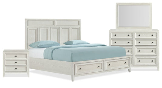 Casa 6pc Bedroom Set with Bed, Dresser, Mirror & Nightstand, White - King Size | Ensemble de chambre à coucher Casa 6 pièces avec lit, commode, miroir et table de nuit, blanc - taille king