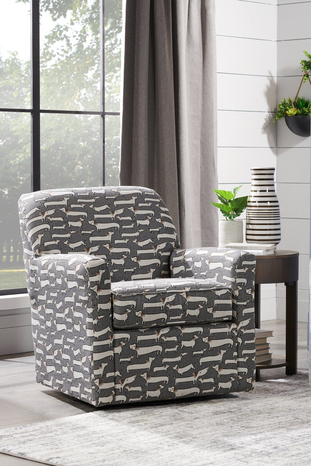 Fauteuil d'appoint pivotant personnalisable Sofa Lab de 31 po fabriqué au Canada en tissu - Peppercorn multicolore | SWIV1143