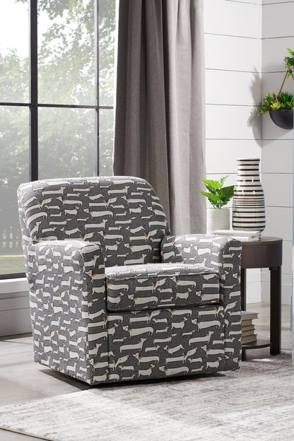 Fauteuil d'appoint pivotant personnalisable Sofa Lab de 31 po fabriqué au Canada en tissu - Peppercorn multicolore | SWIV1143