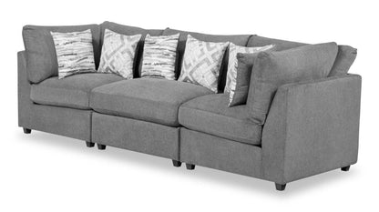 Scott Living Evolve Modular 118.5 Linen-Look Fabric Sofa with Removable Feather Down Cushions - Charcoal Grey | Canapé modulaire Evolve de Scott Living de 118,5 po en tissu d’apparence lin avec coussins amovibles en duvet et plumes - gris anthracite