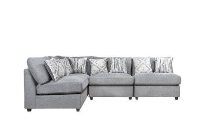 Sofa sectionnel modulaire Evolve de Scott Living 4 pièces en tissu d’apparence lin avec coussins en duvet et plumes - gris