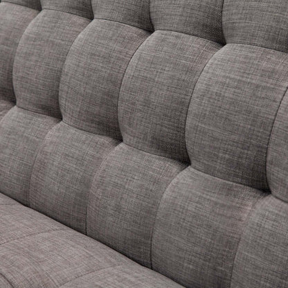 Futon Klik Klak Avery 81,5 en tissu d'apparence lin avec capitonnage et deux oreillers d'accoudoir - Gris | Futon Avery de 81,5 po en tissu d'apparence lin avec mécanisme Klik Klak, capitonnage et deux accoudoirs coussinés - gris