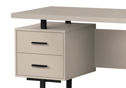 Bureau réversible Teagan 60 à 3 tiroirs - Taupe clair|Bureau réversible Teagan de 60 po à 3 tiroirs - taupe clair