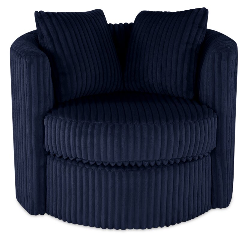 Made in Canada Petite 36 Chenille Fabric Swivel Cuddler Accent Chair - Groove Midnight Blue | Fauteuil d’appoint pivotant Cuddler Petite de 36 po fabriqué au Canada en tissu de chenille - bleu Groove Midnight