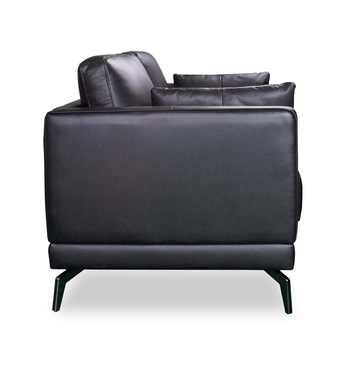 Melrose 60.5 Top-Grain Genuine Leather Loveseat with Metal Legs - Black | Causeuse Melrose de 60,5 po en cuir véritable de qualité supérieure avec pattes en métal - noire