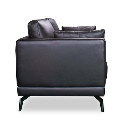 Melrose 60.5 Top-Grain Genuine Leather Loveseat with Metal Legs - Black | Causeuse Melrose de 60,5 po en cuir véritable de qualité supérieure avec pattes en métal - noire