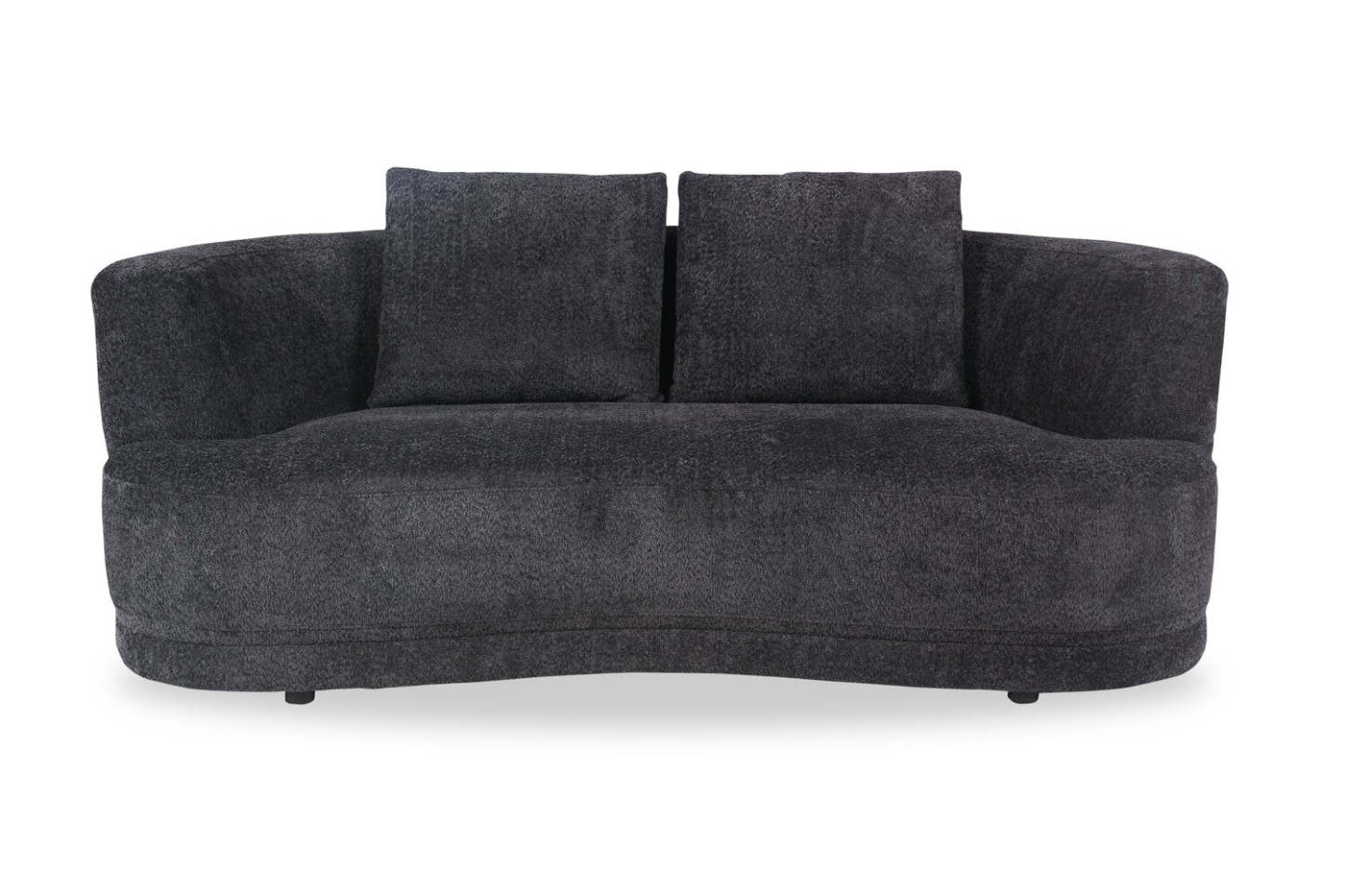 Causeuse arrondie Moon de 78 po en tissu avec coussins décoratifs - noir corbeau laineux