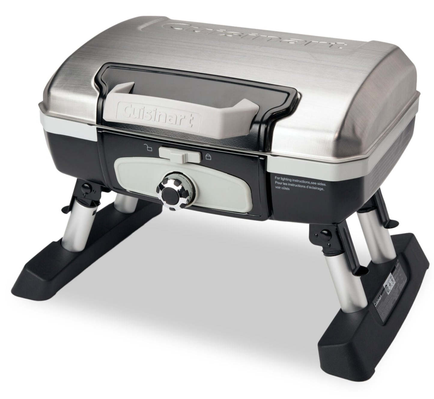 Gril à gaz portatif de table Petite Gourmet de Cuisinart - Argent - CGG-180TS-C | Barbecue de table à gaz portatif Petit gourmet de Cuisinart - argenté - CGG-180TS-C | CGG180TS