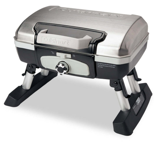 Gril à gaz portatif de table Petite Gourmet de Cuisinart - Argent - CGG-180TS-C | Barbecue de table à gaz portatif Petit gourmet de Cuisinart - argenté - CGG-180TS-C | CGG180TS