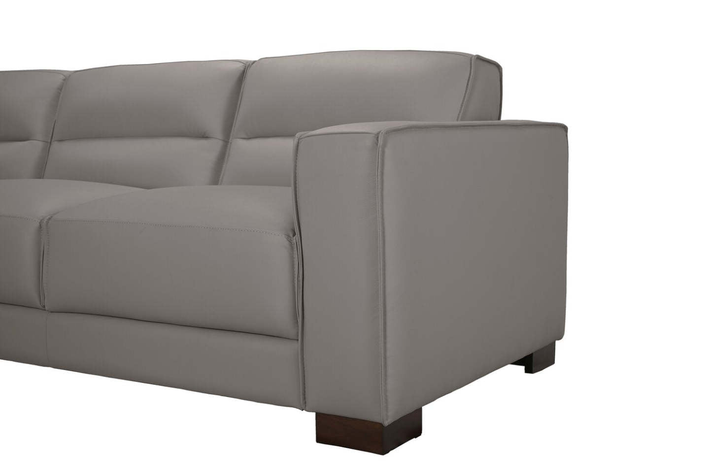 Sofa sectionnel de gauche Citadel 2 pièces en cuir véritable de qualité supérieure avec pattes en bois - gris