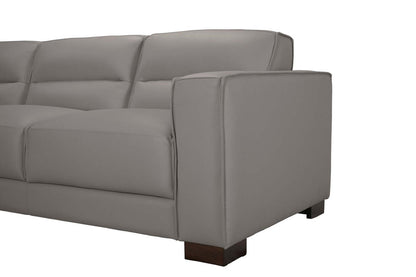 Canapé sectionnel de gauche Citadel 3 pièces en cuir de qualité supérieure avec pattes en bois véritable - gris