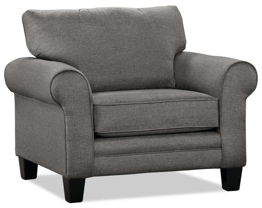 Made in Canada Tula 42 Fabric Chair with Rolled Arms - Steel Grey | Fauteuil Tula de 42 po fabriqué au Canada en tissu avec accoudoirs enroulés - gris acier
