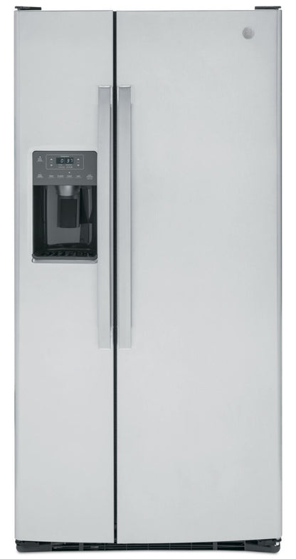 Réfrigérateur GE de 33 po et de 23,2 pi³ à compartiments juxtaposés - acier inoxydable résistant aux empreintes digitales - GSS23GYPFS | GE 33 23.2 Cu. Ft. Side-by-Side Refrigerator - Stainless Steel Fingerprint Resistant  - GSS23GYPFS