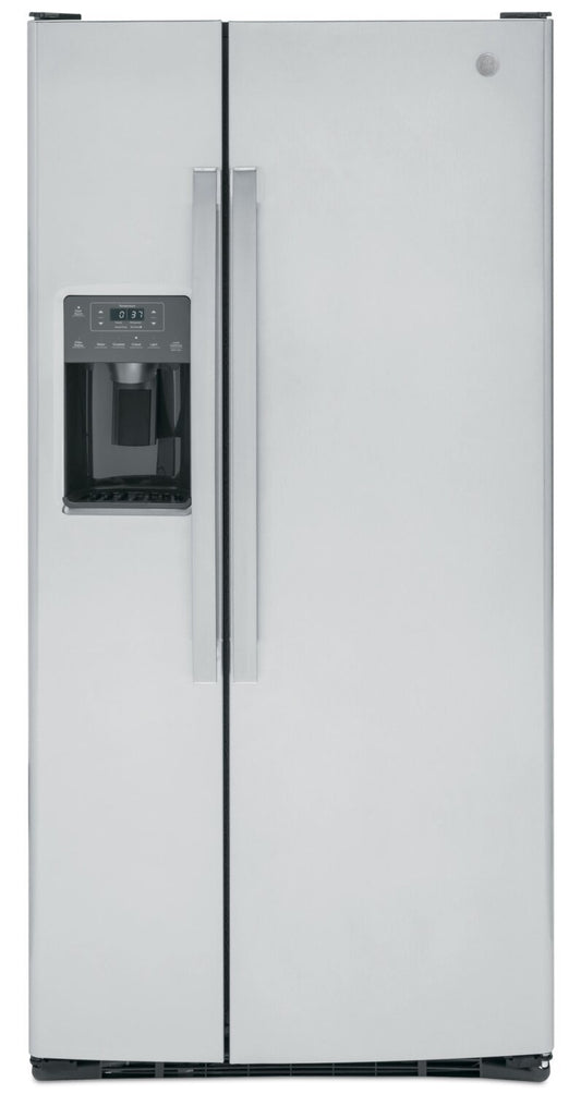 Réfrigérateur GE de 33 po et de 23,2 pi³ à compartiments juxtaposés - acier inoxydable résistant aux empreintes digitales - GSS23GYPFS | GE 33 23.2 Cu. Ft. Side-by-Side Refrigerator - Stainless Steel Fingerprint Resistant  - GSS23GYPFS