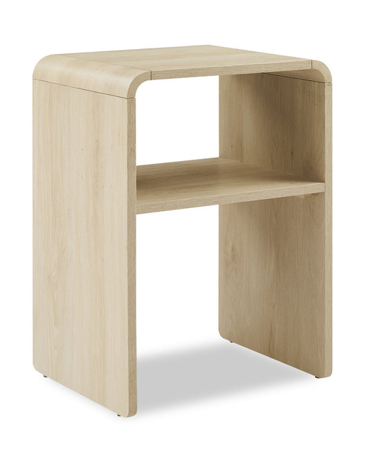 Table de chevet Odin avec étagère de rangement, 18 L x 25,75 H - Naturel | Table de nuit Odin de 18 po (l) x 25,75 po (H) avec tablette de rangement - naturelle