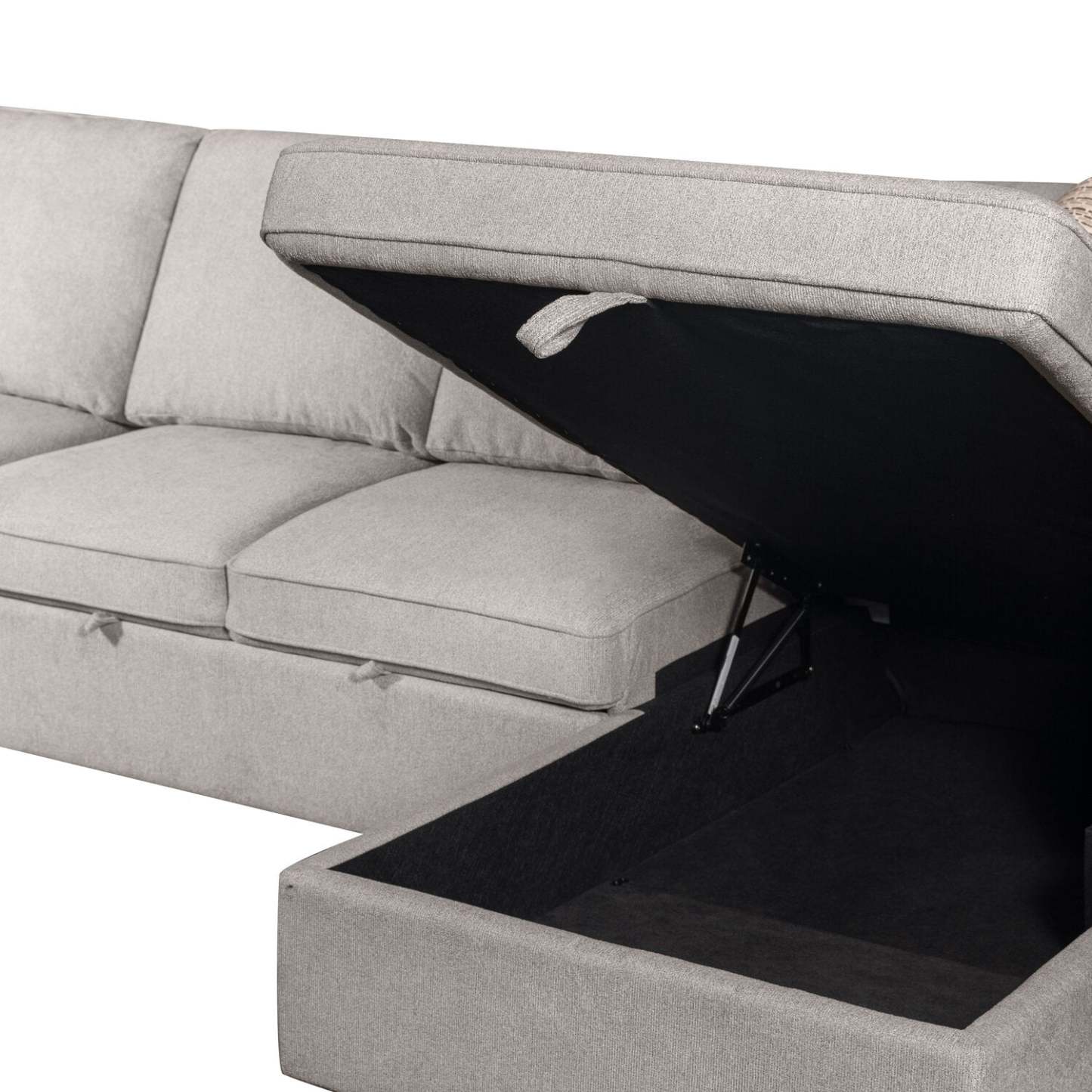 Scott Living Haven 3-Piece Left-Facing Chenille Fabric Cuddler Sleeper Sectional with Storage - Grey | Canapé-lit sectionnel enveloppant de gauche Haven de Scott Living 3 pièces en tissu de chenille avec rangement - gris