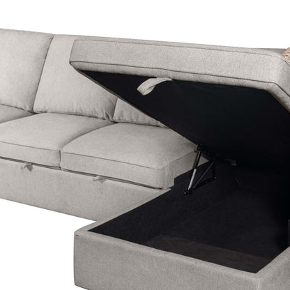 Scott Living Haven 3-Piece Left-Facing Chenille Fabric Cuddler Sleeper Sectional with Storage - Grey | Canapé-lit sectionnel enveloppant de gauche Haven de Scott Living 3 pièces en tissu de chenille avec rangement - gris