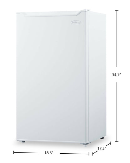 Danby 18,6 3,3 Cu. Fort. Mini-réfrigérateur à une porte - Blanc - DCR033B2WM | Mini réfrigérateur Danby de 3,3 pi³ et de 18,6 po à 1 porte - blanc - DCR033B2WM