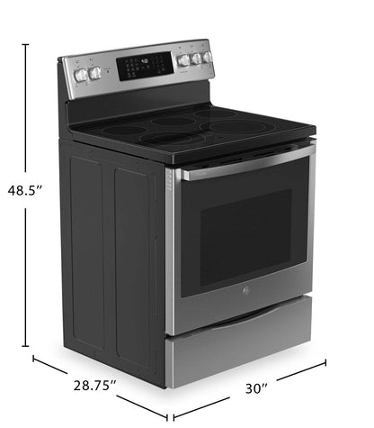 Cuisinière électrique intelligente GE 30 - Acier inoxydable résistant aux traces de doigts - PCB900YVFS | Cuisinière électrique intelligente GE de 30 po - acier inoxydable résistant aux traces de doigts - PCB900YVFS |