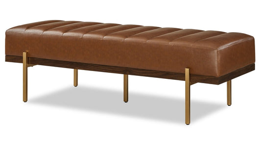 Linden 55 Faux Leather Bench - Brown | Banc Linden de 55 po en similicuir - brun