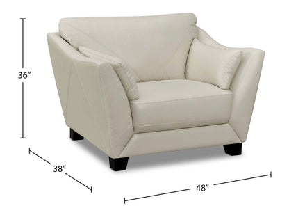 Chateau d'Ax Lusso 92 100% Genuine Leather Chair with Wood Legs - Smoke Grey | Sofa Lusso de Château d’Ax de 92 po en cuir véritable à 100 % avec pattes en bois - gris fumée