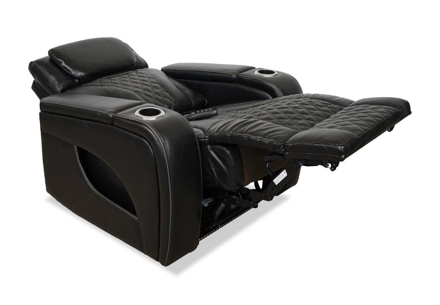 Fauteuil de massage à inclinaison électrique Elite de 38 po en cuir véritable avec son immersif et appuie-tête électrique - noir