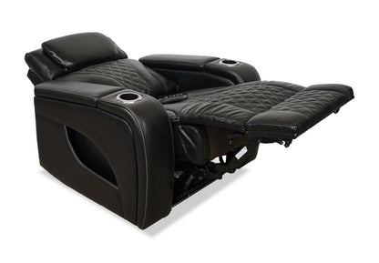 Fauteuil de massage à inclinaison électrique Elite de 38 po en cuir véritable avec son immersif et appuie-tête électrique - noir