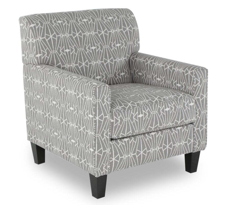 Fabriqué au Canada Cindy Crawford Home Fauteuil d'appoint Kylie 30 en tissu d'apparence lin - Emblème charbon | Fauteuil d'appoint Kylie de Cindy Crawford Home de 30 po fabriqué au Canada en tissu d'apparence lin - emblème anthracite