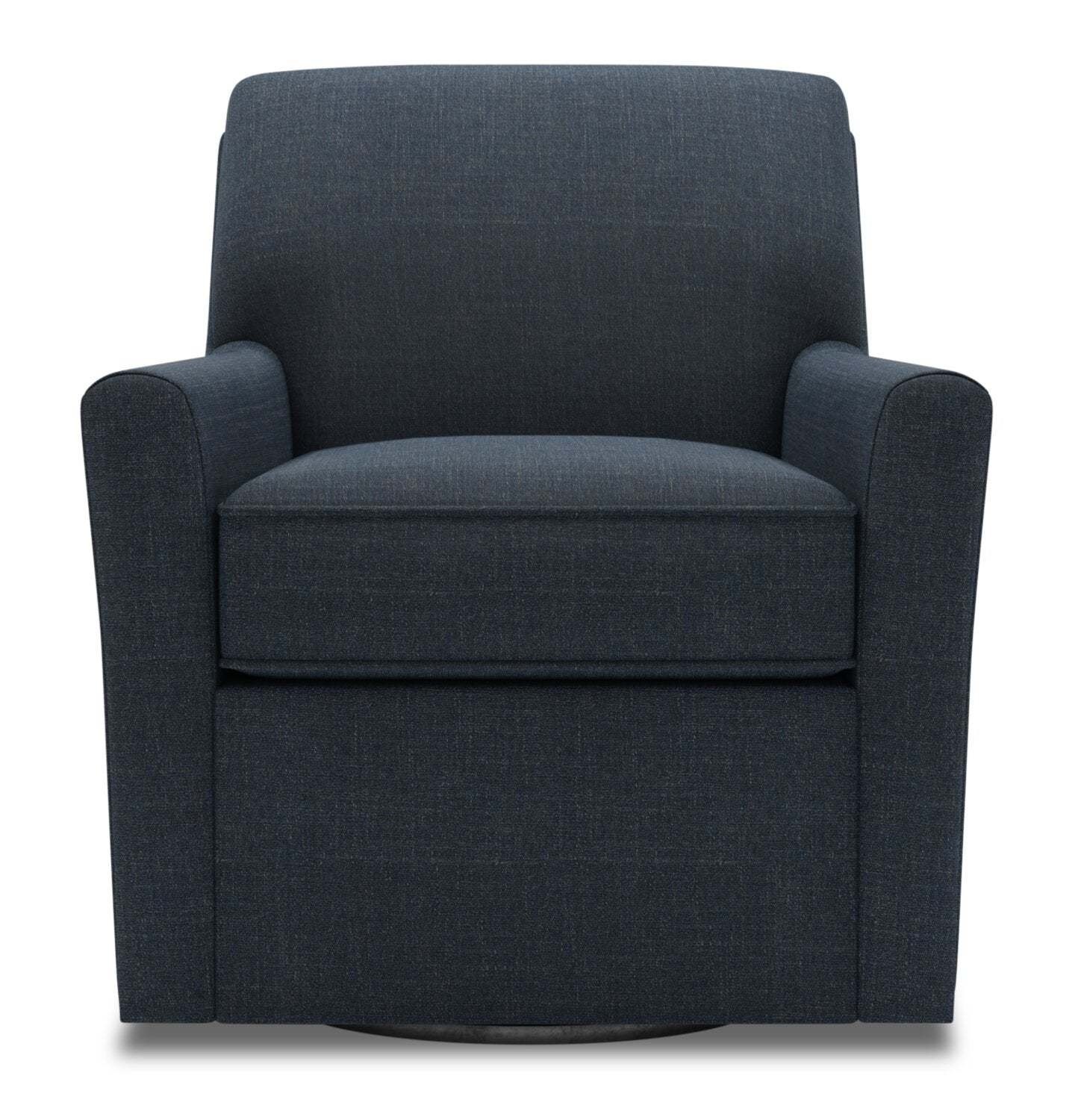 Fauteuil d’appoint pivotant personnalisable Sofa Lab de 31 po fabriqué au Canada en tissu d’apparence lin - bleu Luna Sailor | SWIV2491