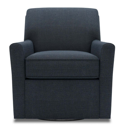 Fauteuil d’appoint pivotant personnalisable Sofa Lab de 31 po fabriqué au Canada en tissu d’apparence lin - bleu Luna Sailor | SWIV2491