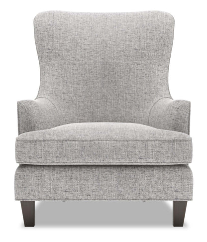 Fauteuil d'appoint à oreilles personnalisable Sofa Lab de 32 po fabriqué au Canada en tissu d'apparence lin - gris Luna Domino | AILE2191