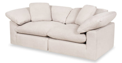 Causeuse modulaire Eclipse de 86 po en tissu d'apparence lin avec coussins réversibles en couette et plumes - lin beige