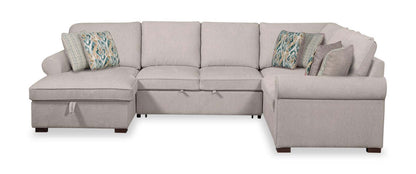 Canapé lit sectionnel de gauche Haven de Scott Living 4 pièces en tissu chenille avec fauteuil long de rangement - gris