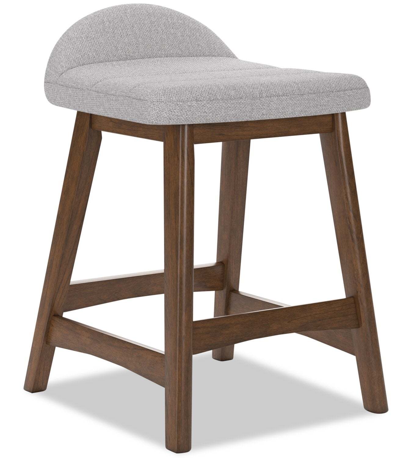 Tabouret à hauteur de comptoir Jovi avec tissu d'apparence lin, bois - gris | Tabouret Jovi de hauteur comptoir en tissu d'apparence lin et en bois - gris