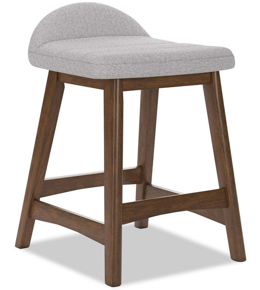 Tabouret à hauteur de comptoir Jovi avec tissu d'apparence lin, bois - gris | Tabouret Jovi de hauteur comptoir en tissu d'apparence lin et en bois - gris