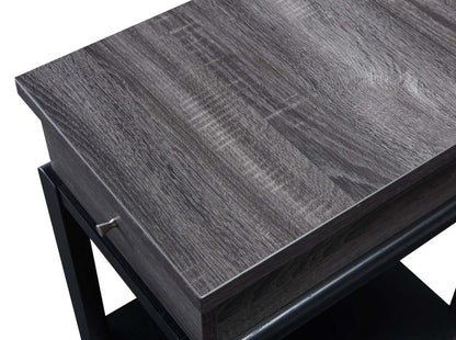 Table de fauteuil Torry de 13,75 po avec tiroir - gris vieilli