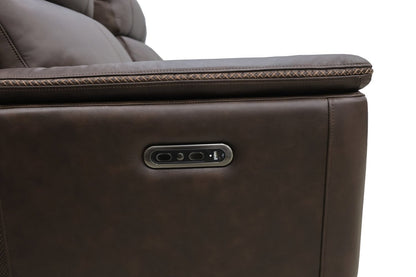Vibe 76 Genuine Leather Massage Power Reclining Loveseat with Immersive Audio and Power Headrests - Brown | Causeuse de massage à inclinaison électrique Vibe de 76 po en cuir véritable avec son immersif et appuie-têtes électriques - brune