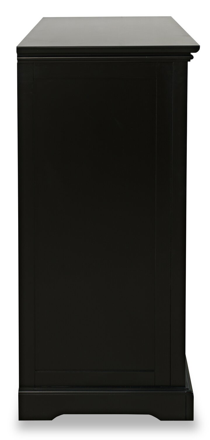 Twyla 33 Armoire d'appoint en bois massif avec portes cintrées - Noir|Armoire décorative Twyla en bois massif avec portes arquées - noire