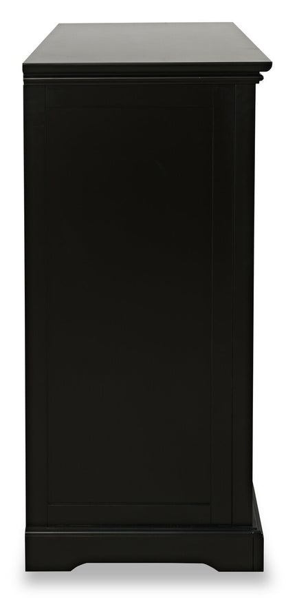 Twyla 33 Armoire d'appoint en bois massif avec portes cintrées - Noir|Armoire décorative Twyla en bois massif avec portes arquées - noire