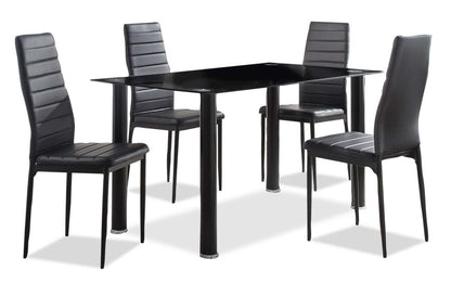 Table à manger Onyx avec plateau en verre, 55 W - Noir | Table de salle à manger Onyx de 55 po (L) avec dessus en verre - noire