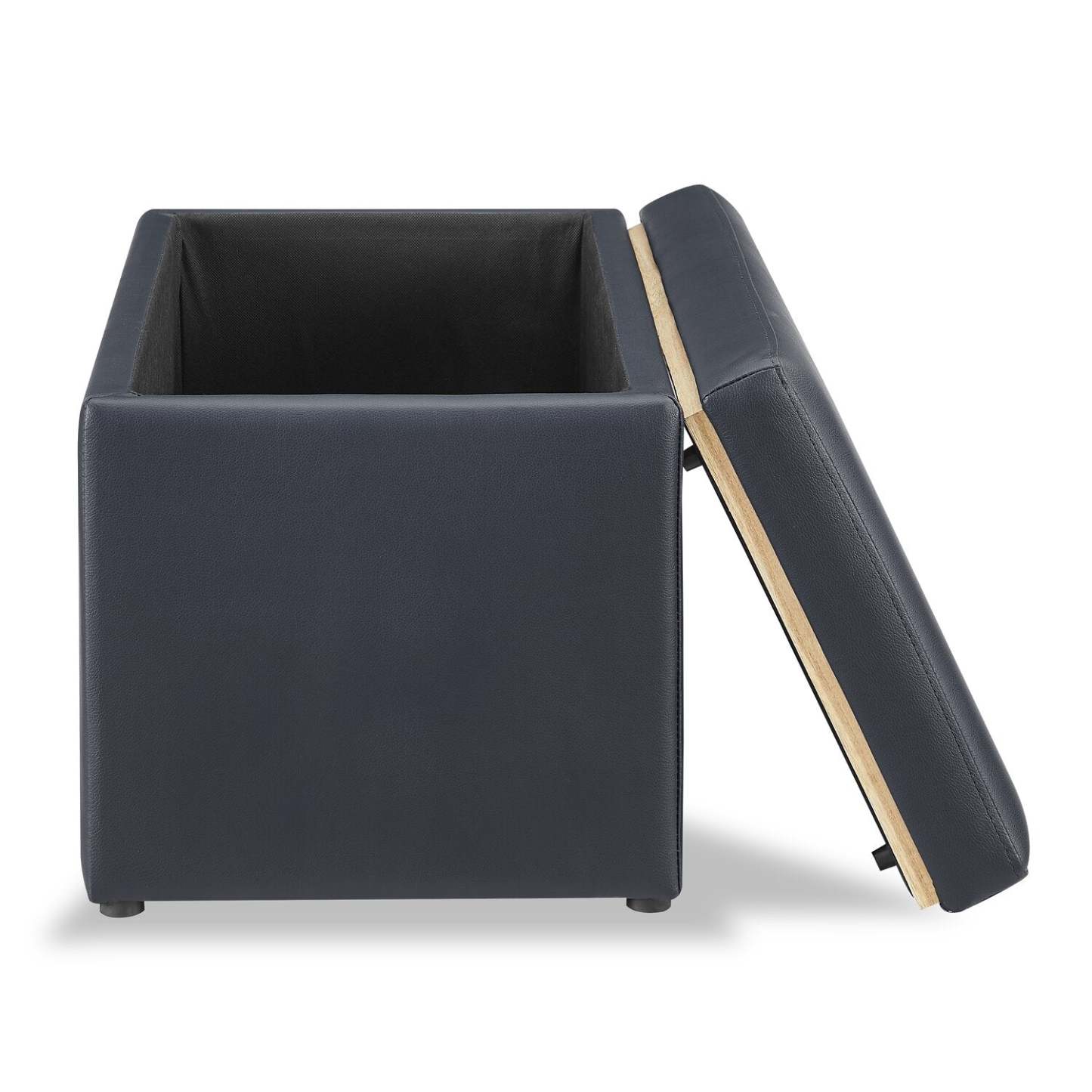 Edmonton 32 Storage Ottoman - Navy Faux Leather|Pouf de rangement Edmonton de 32 po - similicuir bleu marine