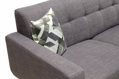 Kort & Co. Freeman 63 tissu d’apparence lin causeuse avec pattes en bois et coussins de dossier capitonnés - gris anthracite